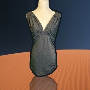 Norma Kamali Charcoal Gray V-Neck Ruched Detail Tank Top Size Large
